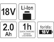 Baterie náhradní 18V Li-ion 2,0 AH (YT-82782, YT-82788,YT-82826,YT-82804)