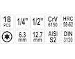 Bity sada 18 ks TORX T10-T60mm