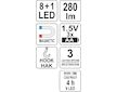 Lampa montážní 8+1 LED, hák+magnet