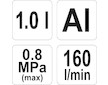 Pískovací pistole se zásobníkem 1.0L 160l/min