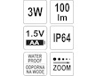 Svítilna kapesní voděodolná IP64, fce ZOOM, 110lm, 1xAA, 100x25mm