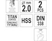 Vrták do kovu HSS-TIN 2 mm - 2 ks YT-44632