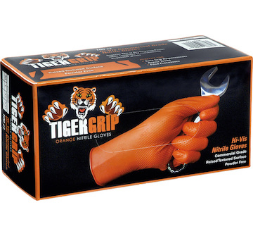 Nitrilové jednorázové rukavice oranžové KUNZER TIGER GRIP L