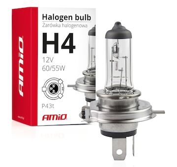 Žárovka H4 12V 60/55W P43t UV filtr AMIO 01268, 1 ks